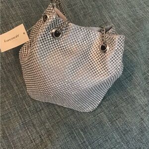 Francesca's Collections Rhinestone Silver Chain Bag.